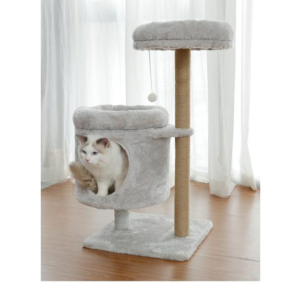 Upgrade Your Cat's Play Area with Our Gray Cat Tree Tower and Scratching Post
