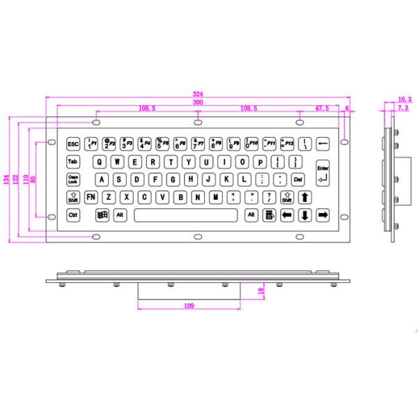 Клавиатура металла PS2 5VDC IP65 водоустойчивая с мышью трекбола