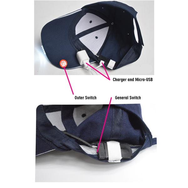 Adjustable Glow Light Up Baseball Caps , White Club Party Sports Led Baseball Hat