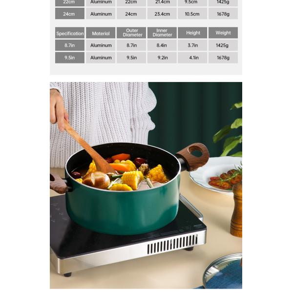 Hot Selling 20cm 24cm Korean Cookware Kitchen Non Stick Cooking Pot Aluminum Soup Stock Pot With Glass Lid