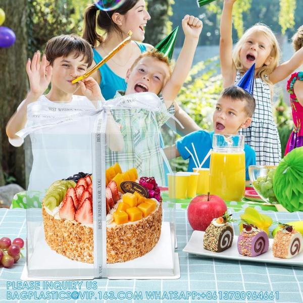 10x10x10Inch Tall Cake Box,5Pack Bakery Boxes For Dessert Bread Pastry,Cake Boxes With Cake Boards,Treat Boxes