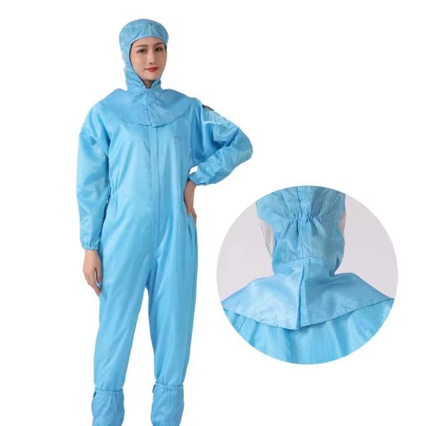 Roupas de trabalho de sala limpa antiestática azul lavável ESD roupa de salto sem capuz roupa de banho limpa sem capuz