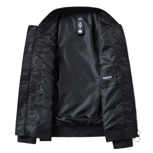 Metal Zipper Black Ma1 Bomber Jacket Mens 100% Polyester Machine Wash