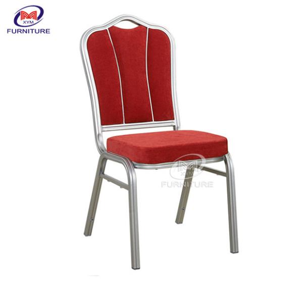 Contemporary Gold Frame Upholstered Banquet Style Chairs Red Fabric For Hotel