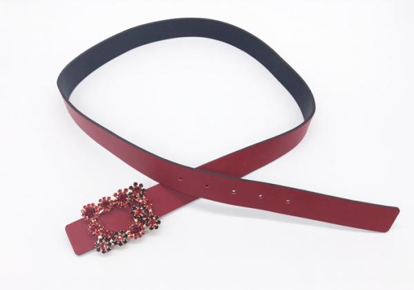 Women Fashion Shiny Red Dressy Rhinestone Belts Customized Size 95 - 125cm Length