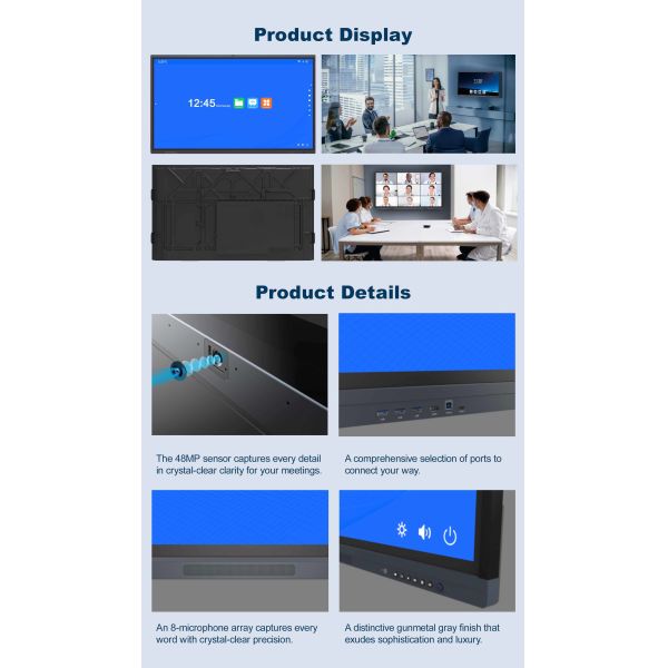 86 Inch 4K UHD All-in-One 48MP Smart White Board