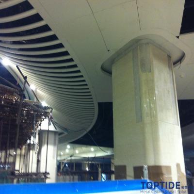 Coloured Decorative Suspended Linear Ceiling Tiles Curved Custom Made Aluminium Profile Round Pipe