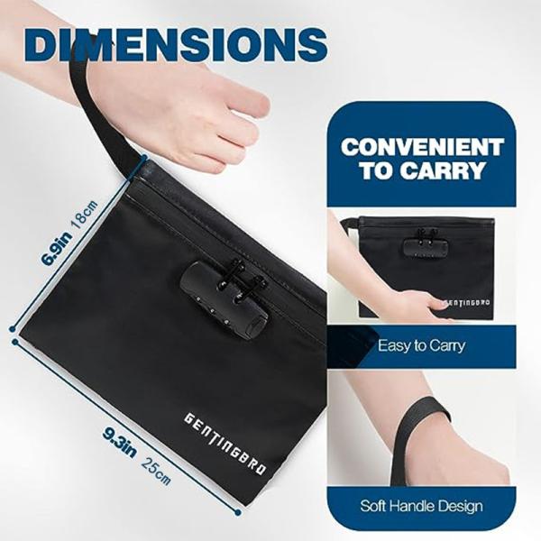 Денежная сумка с замком KaAutoler Огнеупорная и водонепроницаемая денежная сумка с закрывающим цилиндром Огнеустойчивый сейф Денежная сумка Locki