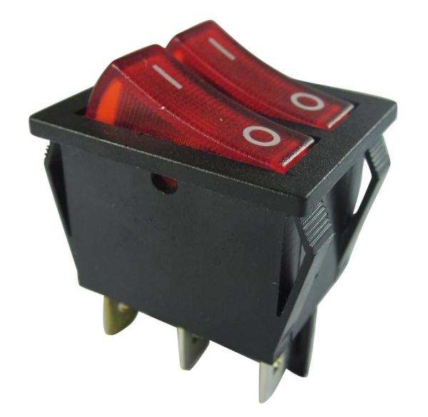 O dobro de alta qualidade enfileira as lâmpadas do interruptor de balancim 32*25mm, as verdes ou as vermelhas, 20A 250V.