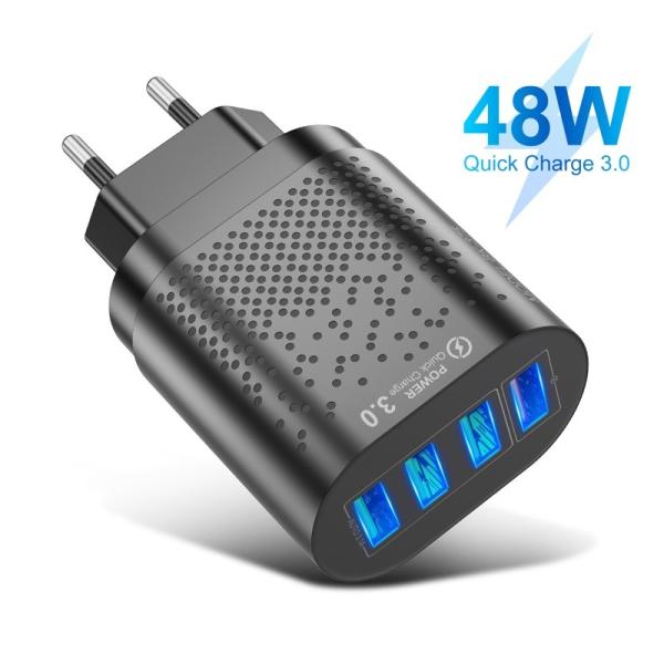 Samsung Xiaomi Fireproof PC 4 Port 48W QC3.0 USB Charger Adapter