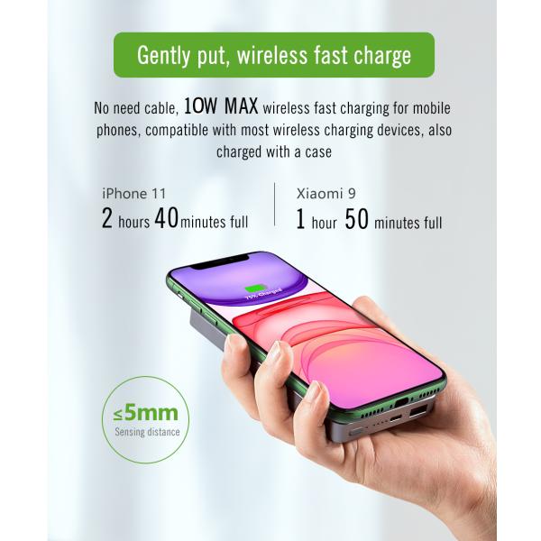 Custom Wood Portable Wireless Power Bank 10W for Christmas Gifts