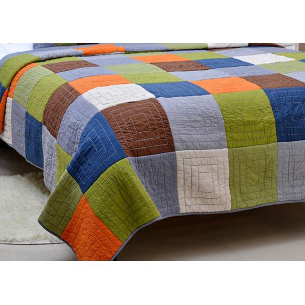 Hand Sewing Colorful Patchwork Twin Size Bed Sets 4 Pcs Machine Wash