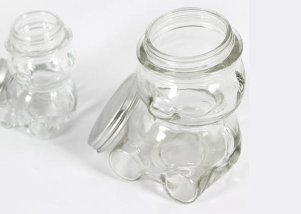 Os frascos de vidro Sealable dos desenhos animados carregam dão forma ao vidro branco alto da tampa de alumínio