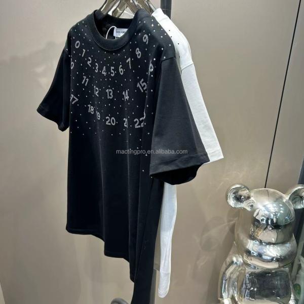 Oversized Vintage Heavyweight Rhinestone T Shirt Black For Men Women'S Custom 100% Cotton 260Gsm