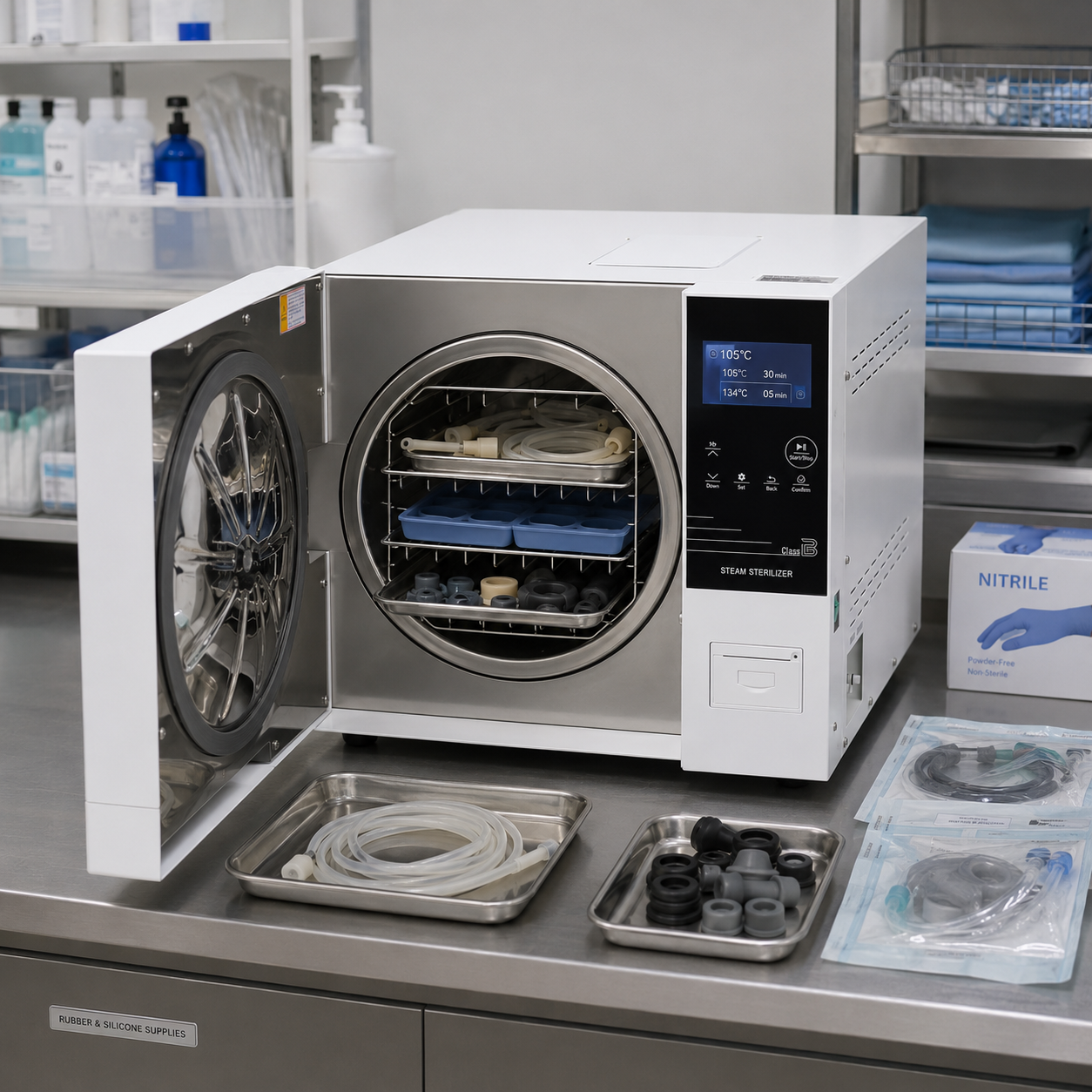 Class B Vacuum Steam Sterilizer Bottom-Open Dental Autoclave for Hospital Clinic Laboratory Instrument Sterilization