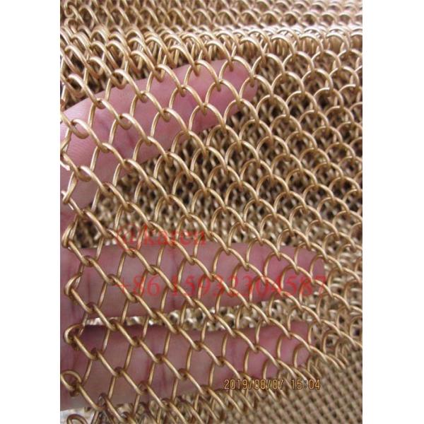 Woven Metal Coil Drapery / Decorative Woven Wire Mesh Chain Link Curtain
