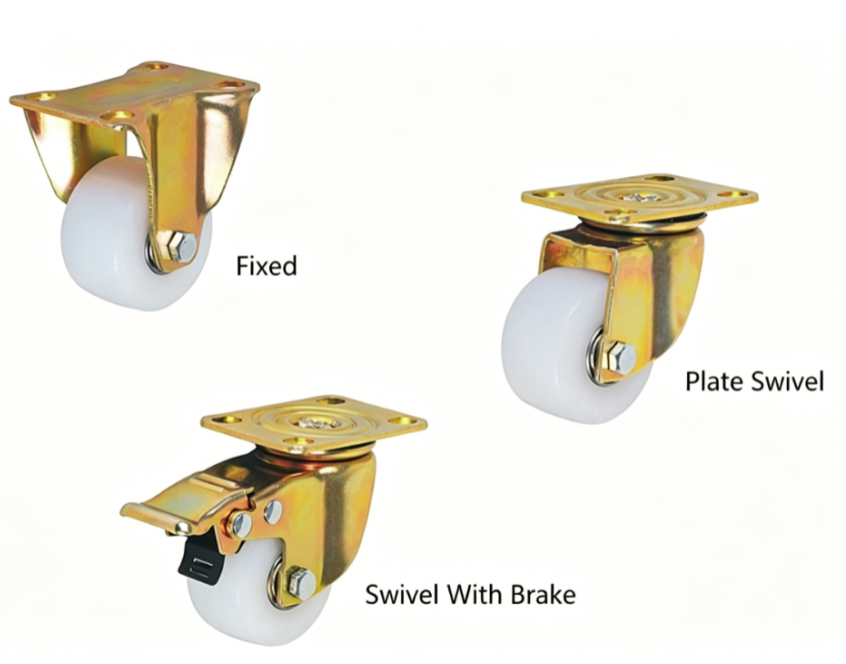 50mm Diameter Swivel Top Plate Caster High Capacity Full Injection Modified Nylon Steel Double Ball Bearing Castor Wheels