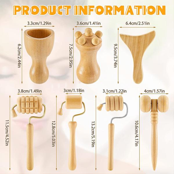 Massage Tool Set for Face and Body Wooden Maderoterapia Kit Skin Care Facial Massager