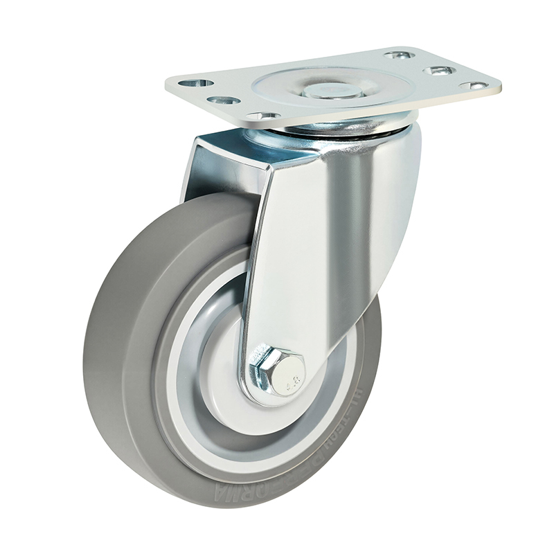Furniture Caster Wheel 2 Inch Light Duty TPR Caster Wheels Grey Swivel Rigid Brake Tool Carts And Storage Bins.