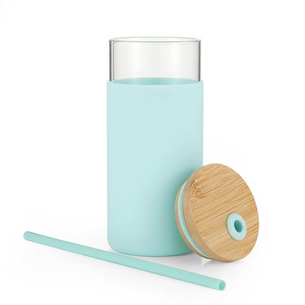 20oz Borosilicate Tumbler Glass Water Bottle With Straw Silicone Sleeve