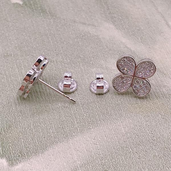 New Arrival Cute Brass Jewelry Earring Party Gift Fashion Crystal Four Leaf Clover Stud Earrings For Women
