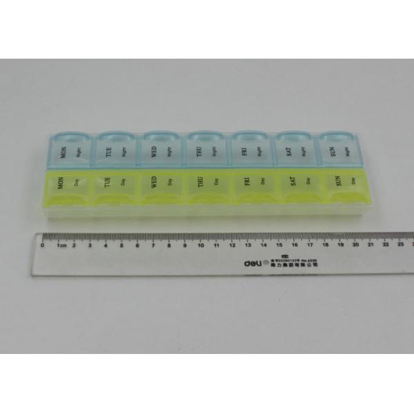 21.5*6.3*2.5cm 2 Week Pill Organizer With Colored Lid For Kid And Adult