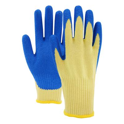 10 Gauge A2 Crinkle Latex Coated Gloves Pure Aramid Fire Resistant Knit Safety Gloves
