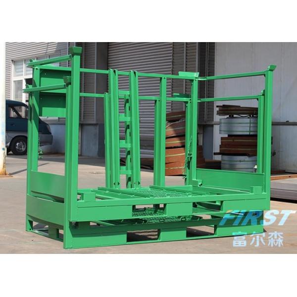 Green Powder Coated 1.5M Depth 60" Stackable Steel Pallets