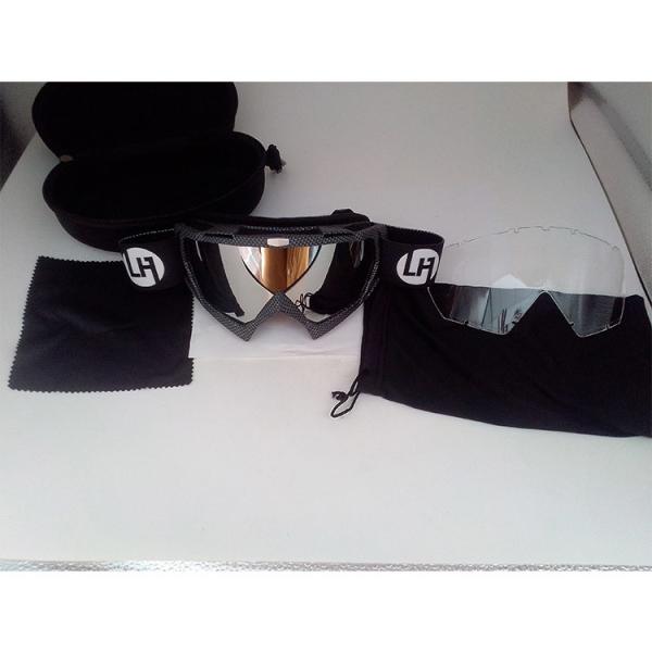 Custom Selling Carbon Fiber Pattern Motorcycle Goggles with TPU Frame and PC Lens