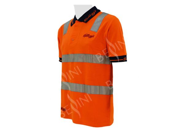 Short Sleeve Custom Design Work Shirts , Reflective Polo Shirts No Shrinking