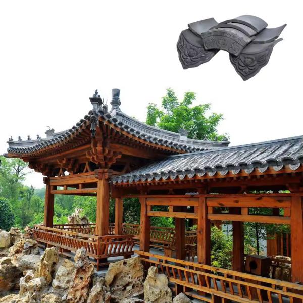 Traditional Chinese Temple Roof Tiles Grey Clay Durable Roofing Material Enhance Building Aesthetics