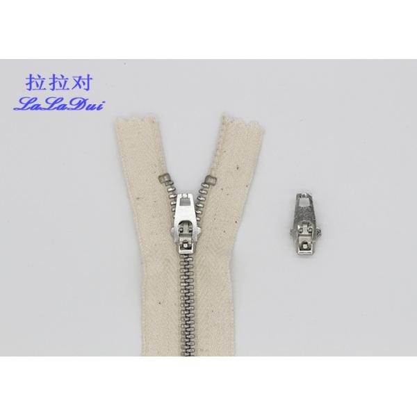 Brass Teeth Metal Open Ended Zips , Close End Heavy Duty Zipper Replacement