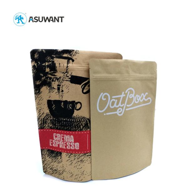 Custom Printed Matte Kraft Paper Packaging Bags Laminated Plastic Heat Seal For Tea