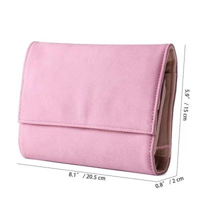 Silk Screen Travel Jewelry Organizer Roll Women Microfabric Fold Up Jewelry Organizer