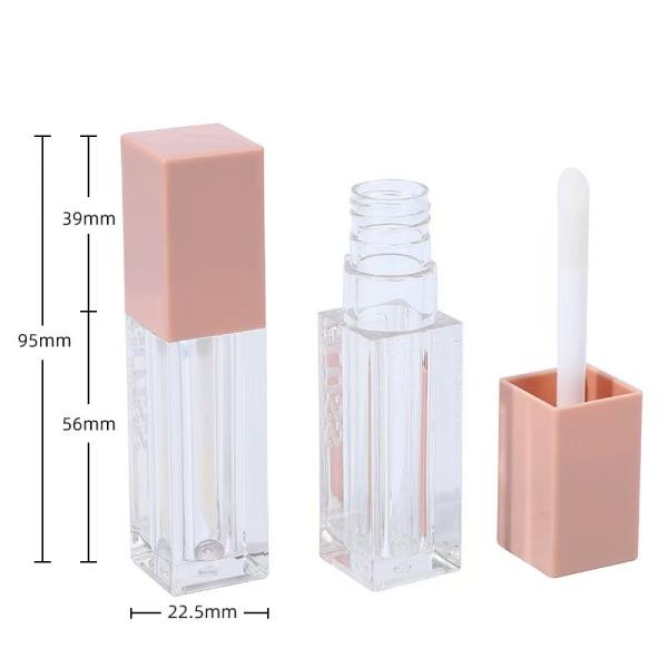 Cuadrado rosa 7ml tubo de plástico para el esmalte labial para el esmalte labial de sombra de ojos líquido de alto brillo