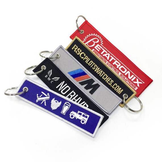 Custom Fabric Embroidery Key Tags For Motorcycle Ebroidered Keychains