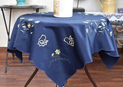 Chemical Fiber Embroidered Linen Tablecloth , Country Style Square Cotton Tablecloth