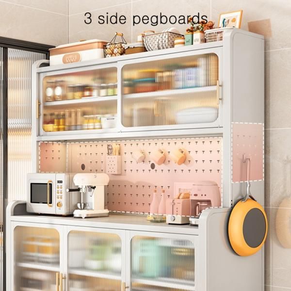 Kitchen Baker's Rack with Door, Storage Cabinet Microwave Stand Pegboard, Sideboard for Garage Pantry Home