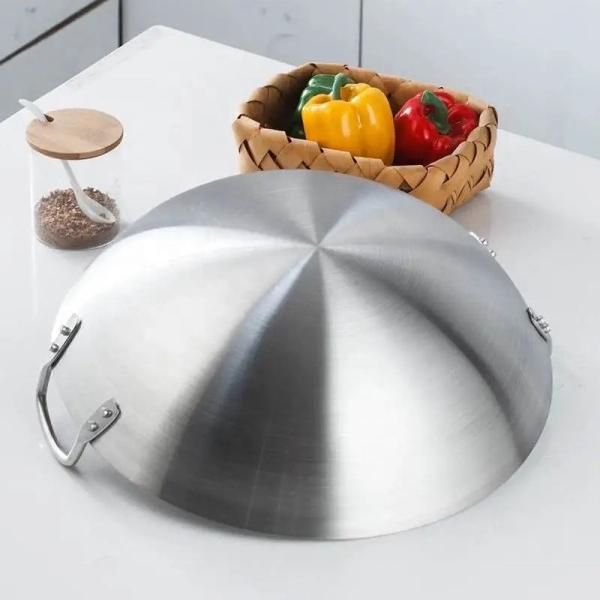 Thickened Stainless Steel Non Stick Chinese Wok Double Ear Non Coating Round Bottom