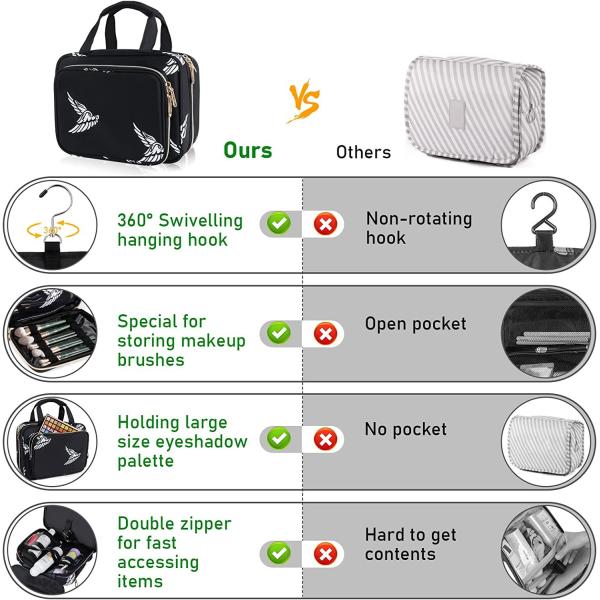 Shockproof Travel Toiletry Organizer With Hanging Hook Water Resistant Cosmetic Bag