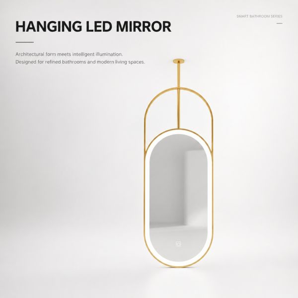 Kingstin Ceiling Mount LED Smart Mirror, Oval Touch Dimming Defog Ceiling