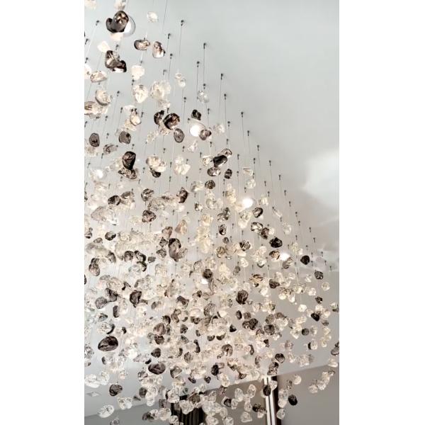 Nordic Style Modern Indoor Decoration Light Villa Mall Staircase Handmade Art Glass Chandelier Customize