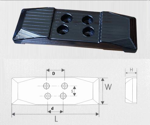 Almofadas de pouco peso da trilha da escavadora, almofadas de borracha do comprimento de 450mm para as trilhas de aço