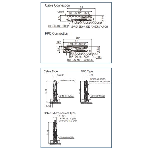DF19-20S-1C Заголовки проволочные корпуса 20P PLUG TOP BRD MNT NO GROUNDING PLATE Connector