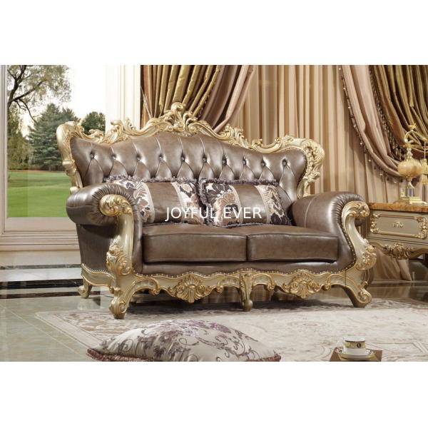 French style Luxury design of Living room Sofa sets 1+2+3 used Beech wood Carving and Import Italy Leather Furniture