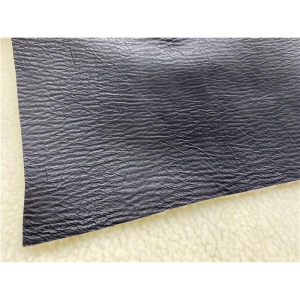 Soft Embossed Pu Leather Black Pu Bonded White Faux Fur For Garment / Coat
