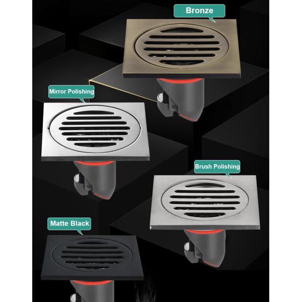 Modern 4 Inch Square Shower Drain , Stainless Steel Floor Drain Odor Proof