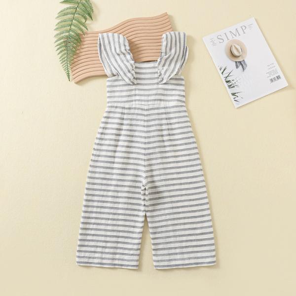 Summer newborn baby toddler girls clothing rompers pants sleeveless ruffle Stripe knitted kids Jumpsuit bodysuit