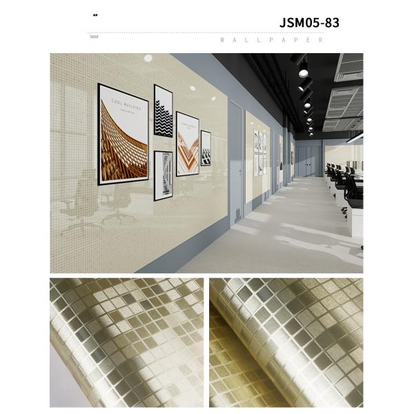 Oil Proof Silver Geometric Wallpaper PVC Metallic Mosaic Wallpaper