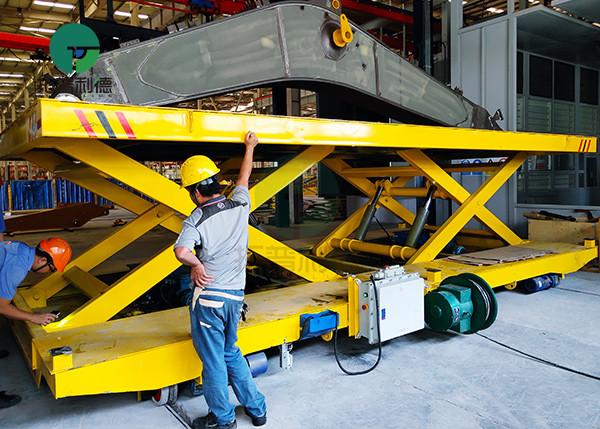 Automatic Warehouse Material Handling Scissor Lifting Transfer Carriage Steel Parts Transport Carts
